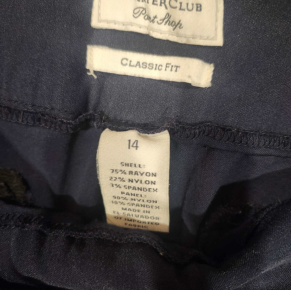 Charter Club Port Shop Classic Fit Navy Pants Size 14 Business Casual Stretch - Picture 6 of 8